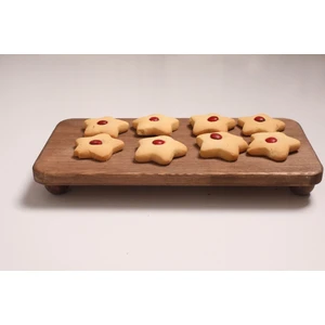 Rabo Craft Ahşap Sunumluk Ceviz Renk Ayaklı Sunumluk 35 cm x 17 cm Dekoratif Tasarım