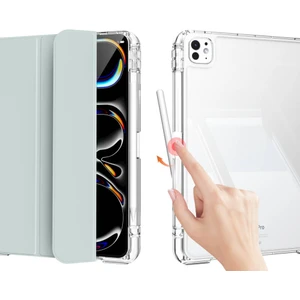 Apple iPad Pro 13 Inç M4 2024 Uyumlu Kılıf Pen Charge Şeffaf Kalem Bölmeli Case  A2925 A2926 A3007