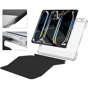 Apple iPad Pro 13 Inç M4 2024 Uyumlu Kılıf Pen Charge Şeffaf Kalem Bölmeli Case  A2925 A2926 A3007