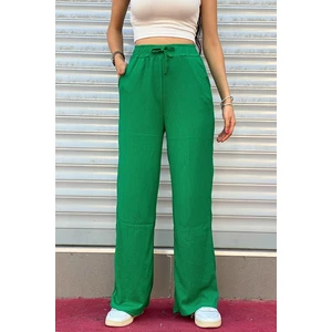 CMZ Collection Kadın Beli Lastikli Yazlık Oversize  Bürümcük Palazzo Pantolon