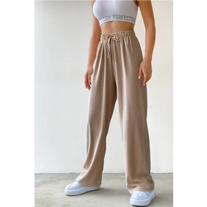 CMZ Collection Kadın Beli Lastikli Yazlık Oversize  Bürümcük Palazzo Pantolon