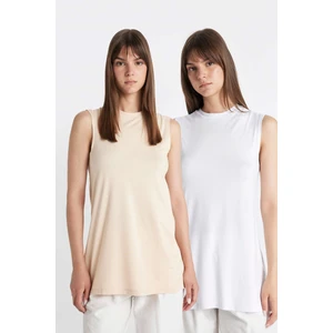 Regular Fit Kolsuz 2'li Basic Tişört Tunik D5478AXNS