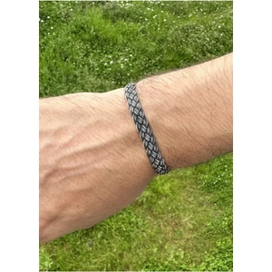 Gümüş Kazaziye Oksitli Örgü  Dört Sıra 17 cm Bileklik