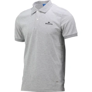 Erkek Polo Yaka Yumuşak Dokulu, Kol Bantlı Gri T-Shirt