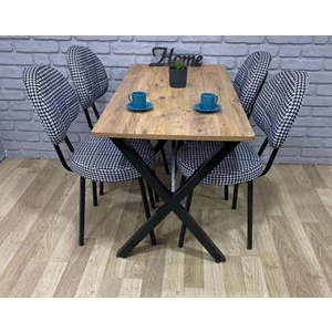 Bambeds Mobilya Masa Takımı, Yemek Masası, Mutfak Masası, Balkon Masası - 60X120 Çam 4 Sandalye