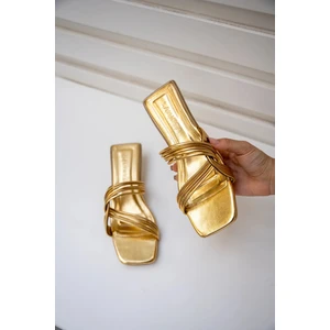 Hero Gold 4cm Özel Topuklu Şerit Detaylı Kadın Topuklu Terlik
