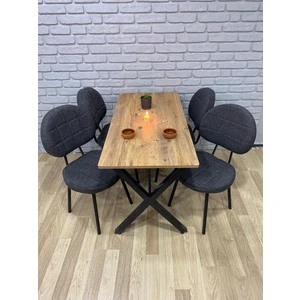 Bambeds Mobilya Masa Takımı, Yemek Masası, Mutfak Masası, Balkon Masası - 60X120 Çam 4 Sandalye