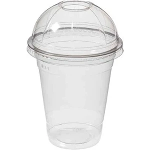 100 Adet 300 cc Pet/plastik  Bombe Delikli Kapaklı Limonata Soğuk Kahve Bardağı