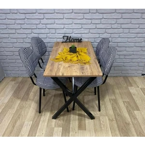 Bambeds Mobilya Masa Takımı, Yemek Masası, Mutfak Masası, Balkon Masası - 70X110 Çam 4 Sandalye Kazayağı
