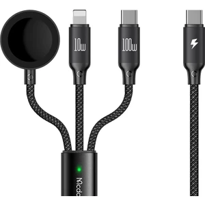 CA-4940 100W 3in1 (Type-C, Lightning ve Apple Watch) Çoklu Şarj Kablosu