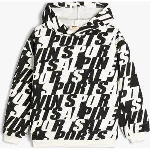 Kapşonlu Sweatshirt Uzun Kollu Desenli
