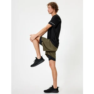 Spor Şort Taytlı Renk Bloklu Cep Detaylı