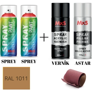 (Ahşap-Metal-Araba-Plastik)Boya Seti Özel Yapım Akrilik Endüstriyel Sprey Boya 400 Ml+Zımpara