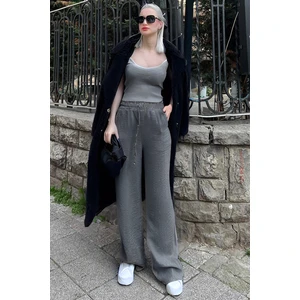 CMZ Collection Kadın Beli Lastikli Yazlık Dokulu Palazzo Pantolon