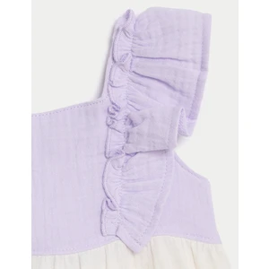 Marks & Spencer Saf Pamuklu Renk Bloklu Elbise (0-3 Yaş)