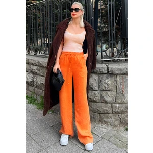 CMZ Collection Kadın Beli Lastikli Yazlık Dokulu Palazzo Pantolon