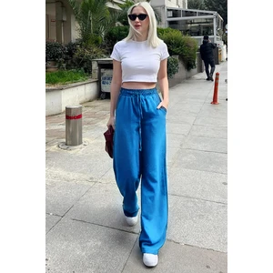 CMZ Collection Kadın Beli Lastikli Yazlık Dokulu Palazzo Pantolon