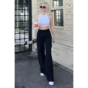 CMZ Collection Kadın Beli Lastikli Yazlık Dokulu Palazzo Pantolon