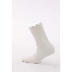 Katia & Bony  Kadın Ekru Renkli Bileği Fırfırlı Soket Çorap