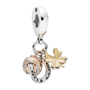 Asaf Accessory At Nalı Yonca ve Uğur Böceği Sallantılı Charm