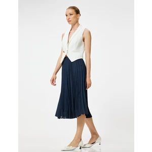 Midi Pileli Etek Normal Bel