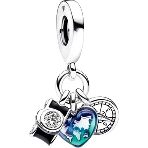 Asaf Accessory Kamera Kalp ve Pusula Sallantılı Charm