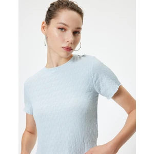 Bürümcük Tişört Crop Kısa Kollu Bisiklet Yaka Slim Fit
