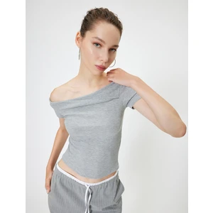 Kısa Kollu Tişört Omzu Açık Slim Fit