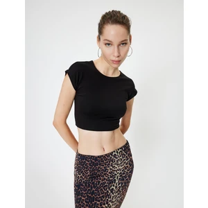 Basic Tişört Kap Kol Bisiklet Yaka Modal Karışımlı Slim Fit