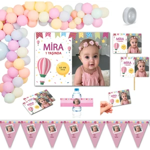 Parti Mira 1 Yaş Doğum Günü Süsleri Sıcak Hava Balonu Temalı
