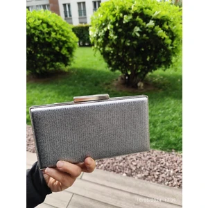 Kutu Model Sade Gri Renk Abiye Çanta