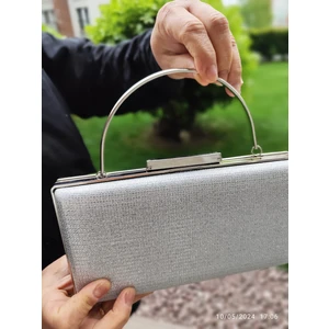 Kutu Model Gümüş Renk Abiye Çanta