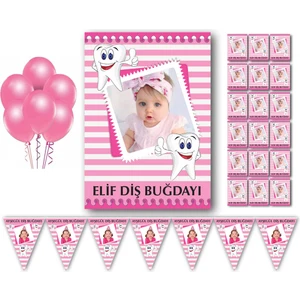 Parti Mira Kişiye Özel Diş Buğdayı Ilk Dişim Parti Seti Pembe