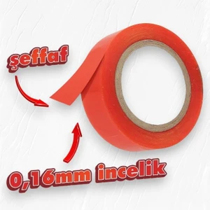 Boss Tape Çift Taraflı Polyester Bant 15 mm-5 mt 140 °c Isıya Dayanıklı
