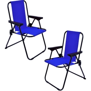 2 Adet Lüx Çocuk Piknik Sandalyesi 2-6 Yaş Mini Kamp Sandalyesi-Mavi