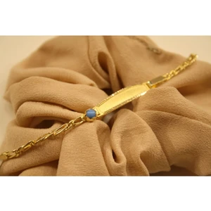 Yenigün Kuyumculuk 14 Ayar Altın Firuze Taşlı Kıvrım Zincirli Bebek Künye