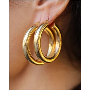 Yenigün Kuyumculuk 14 Ayar Altın Halka Küpe (Çap: 3.5 Cm)