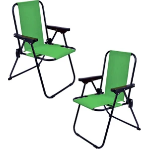 2 Adet Lüx Çocuk Piknik Sandalyesi 2-6 Yaş Mini Kamp Sandalyesi-Yeşil