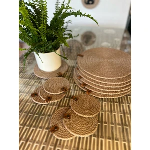 Double Knot Design Jüt 13 Prç Set Supla Amerikan Servis Seti Hasır Tress Hediyelik