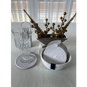 Double Knot Design 7 Prç Bardak Altlığı Set Tress Supla Jüt Hediyelik
