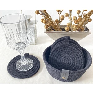 Double Knot Design 7 Prç Bardak Altlığı Set Tress Supla Jüt Hediyelik