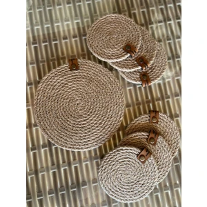 Double Knot Design 7 Prç Bardak Altlığı Set Tress Supla Jüt Hediyelik
