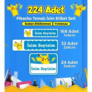 Sb Store Pikachu Okul Kreş İsim Etiketi Kalem Defter Özel İsim Yazılabilen Etiket Seti Model 42 - 224 Adet