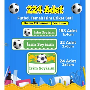 Sb Store Futbol Temalı Okul Kreş İsim Etiketi Kalem Defter Özel İsim Yazılabilen Etiket Seti Model 34 - 224 Adet