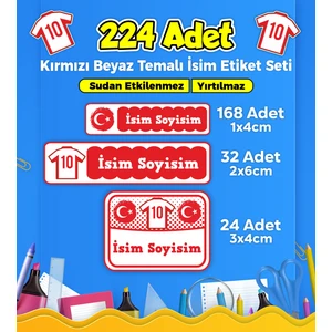 Sb Store Okul Kreş İsim Etiketi Kalem Defter Özel İsim Yazılabilen Etiket Seti Model 39 - 224 Adet