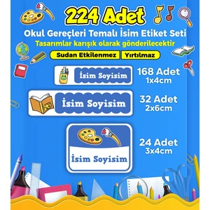 Sb Store Okul Kreş İsim Etiketi Kalem Defter Özel İsim Yazılabilen Etiket Seti Model 41 - 224 Adet