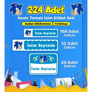 Sb Store Sonic Okul Kreş Etiketi Kalem Defter Özel Isim Yazılabilen Etiket Seti Model 20 - 224 Adet