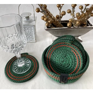 Double Knot Design 7 Prç Bardak Altlığı Set Tress Supla Jüt Hediyelik