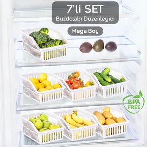 Meleni Home 7 Adet Mega Boy Buzdolabı, Dolap Içi Düzenleyici Organizer, Büyük Boy Buzdolabı Düzenleyici