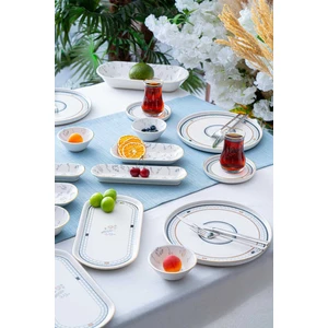 Sofia 6 Kişilik 31 Parça Siyah Beyaz Desenli Kahvaltı Takımı 12213